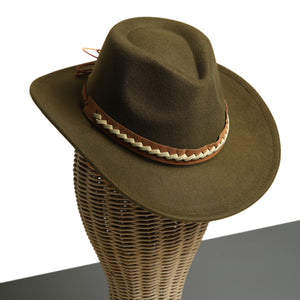 Chokore Chokore Cowboy Hat with Braided PU Belt (Forest Green) Chokore Cowboy Hat with Braided PU Belt (Forest Green) 