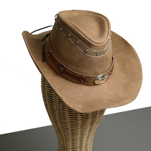 Chokore Chokore PU Leather Cowboy Hat with Ox Head (Camel) Chokore PU Leather Cowboy Hat with Ox Head (Camel) 