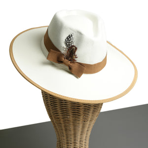 Chokore Chokore Feather Fedora Hat with Flat Brim Chokore Feather Fedora Hat with Flat Brim 