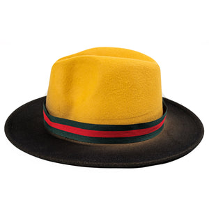 Chokore Chokore Double-tone Ombre Fedora Hat (Yellow & Black) Chokore Double-tone Ombre Fedora Hat (Yellow & Black) 