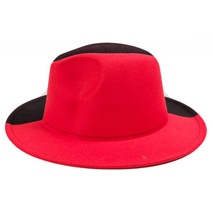 Chokore Chokore Half and Half Fedora Hat (Red & Black) Chokore Half and Half Fedora Hat (Red & Black) 
