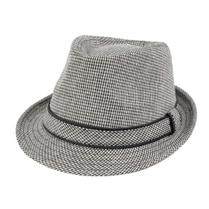 Chokore Chokore Classic Plaid Fedora Hat (Light Gray) Chokore Classic Plaid Fedora Hat (Light Gray) 