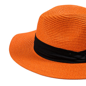 Chokore Chokore Straw Fedora Hat with Wide Brim (Orange) Chokore Straw Fedora Hat with Wide Brim (Orange) 