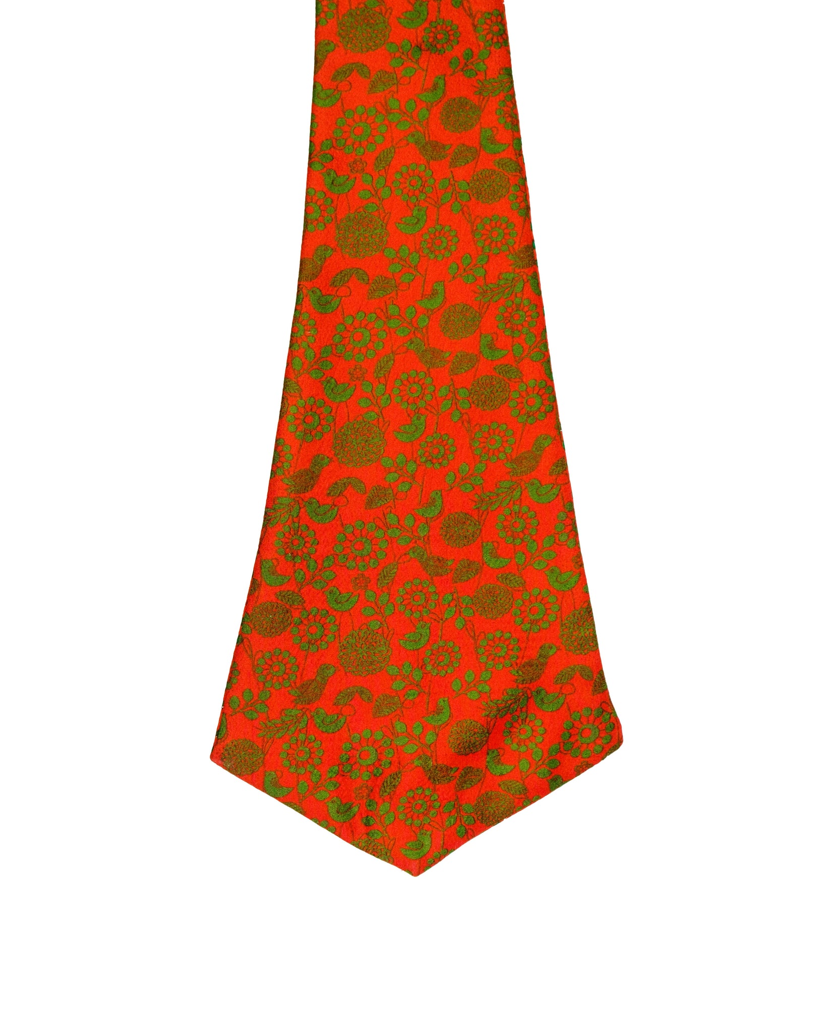 Chokor Red & Green Bird print Silk Cravat