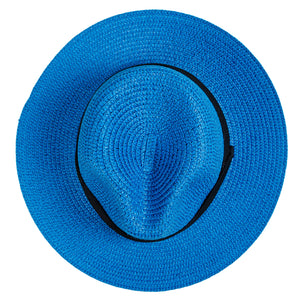 Chokore Chokore Straw Fedora Hat with Wide Brim (Blue) Chokore Straw Fedora Hat with Wide Brim (Blue) 