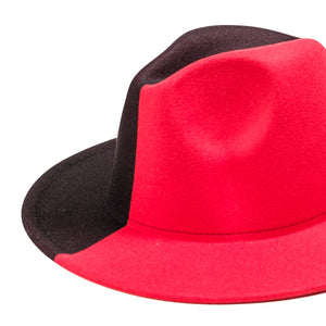 Chokore Chokore Half and Half Fedora Hat (Red & Black) Chokore Half and Half Fedora Hat (Red & Black) 