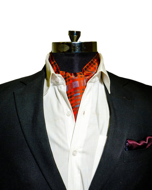 Chokore Chokore Red & Black Checkered Silk Cravat Chokore Red & Black Checkered Silk Cravat 