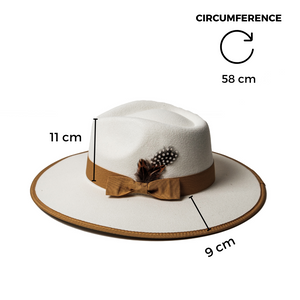 Chokore Chokore Feather Fedora Hat with Flat Brim Chokore Feather Fedora Hat with Flat Brim 