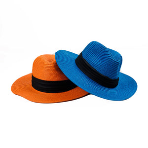 Chokore Chokore Straw Fedora Hat with Wide Brim (Orange) Chokore Straw Fedora Hat with Wide Brim (Orange) 
