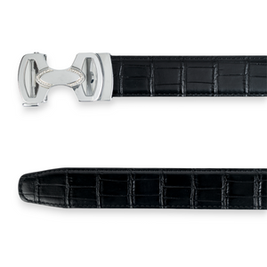 Chokore Chokore Crocodile Pattern Leather Belt (Black & Silver) Chokore Crocodile Pattern Leather Belt (Black & Silver) 