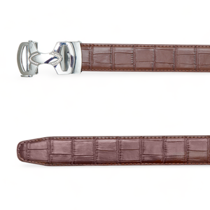 Chokore Chokore Crocodile Pattern Leather Belt (Brown & Silver) Chokore Crocodile Pattern Leather Belt (Brown & Silver) 