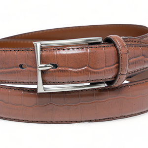 Chokore Chokore Crocodile Pattern Formal Pure Leather Belt (Brown) Chokore Crocodile Pattern Formal Pure Leather Belt (Brown) 