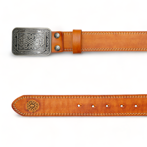 Chokore Chokore Embossed Pure Leather Belt with Stitching Details (Camel) Chokore Embossed Pure Leather Belt with Stitching Details (Camel) 