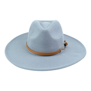 Chokore  Chokore Fedora Hat with PU Leather Belt and Buckle (Light Gray) 