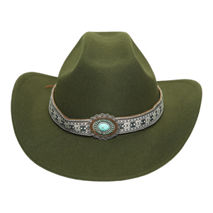 Chokore Chokore Ethnic Tibetan Cowboy Hat (Forest Green) Chokore Ethnic Tibetan Cowboy Hat (Forest Green) 