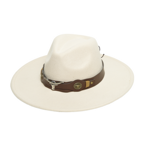 Chokore Chokore fedora hat with Ox head belt  (Off White) Chokore fedora hat with Ox head belt  (Off White) 