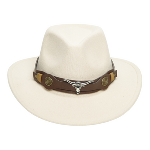 Chokore Chokore cowboy hat with Ox head belt  (Off White) Chokore cowboy hat with Ox head belt  (Off White) 
