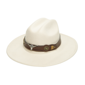 Chokore Chokore Pinched Cowboy Hat with Ox head belt  (Off White) Chokore Pinched Cowboy Hat with Ox head belt  (Off White) 