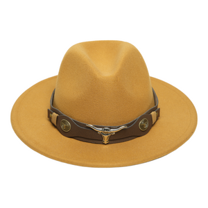 Chokore  Chokore Fedora Hat with Ox head belt  (Camel) 