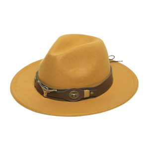 Chokore Chokore Fedora Hat with Ox head belt  (Camel) Chokore Fedora Hat with Ox head belt  (Camel) 