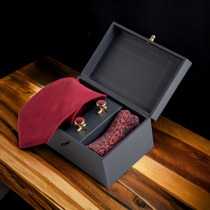 Chokore Chokore Special 3-in-1 Indian at Heart Gift Set, Burgundy (Pocket Square, Tie, & Cufflinks) Chokore Special 3-in-1 Indian at Heart Gift Set, Burgundy (Pocket Square, Tie, & Cufflinks) 