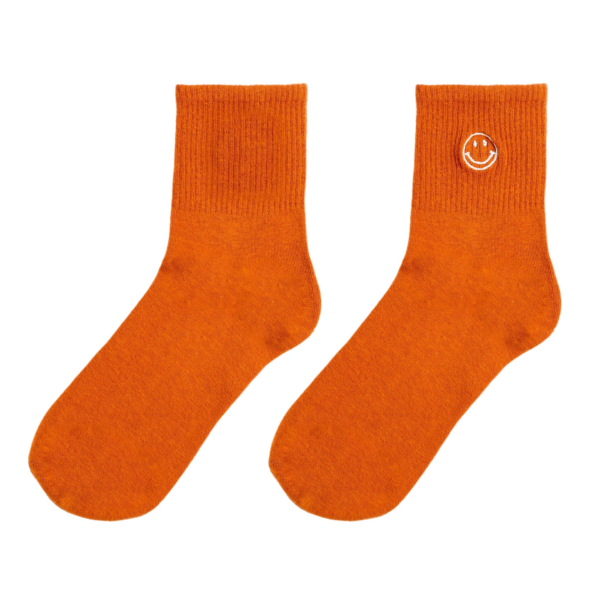 Chokore Embroidered Smiley Socks (Rust Orange)