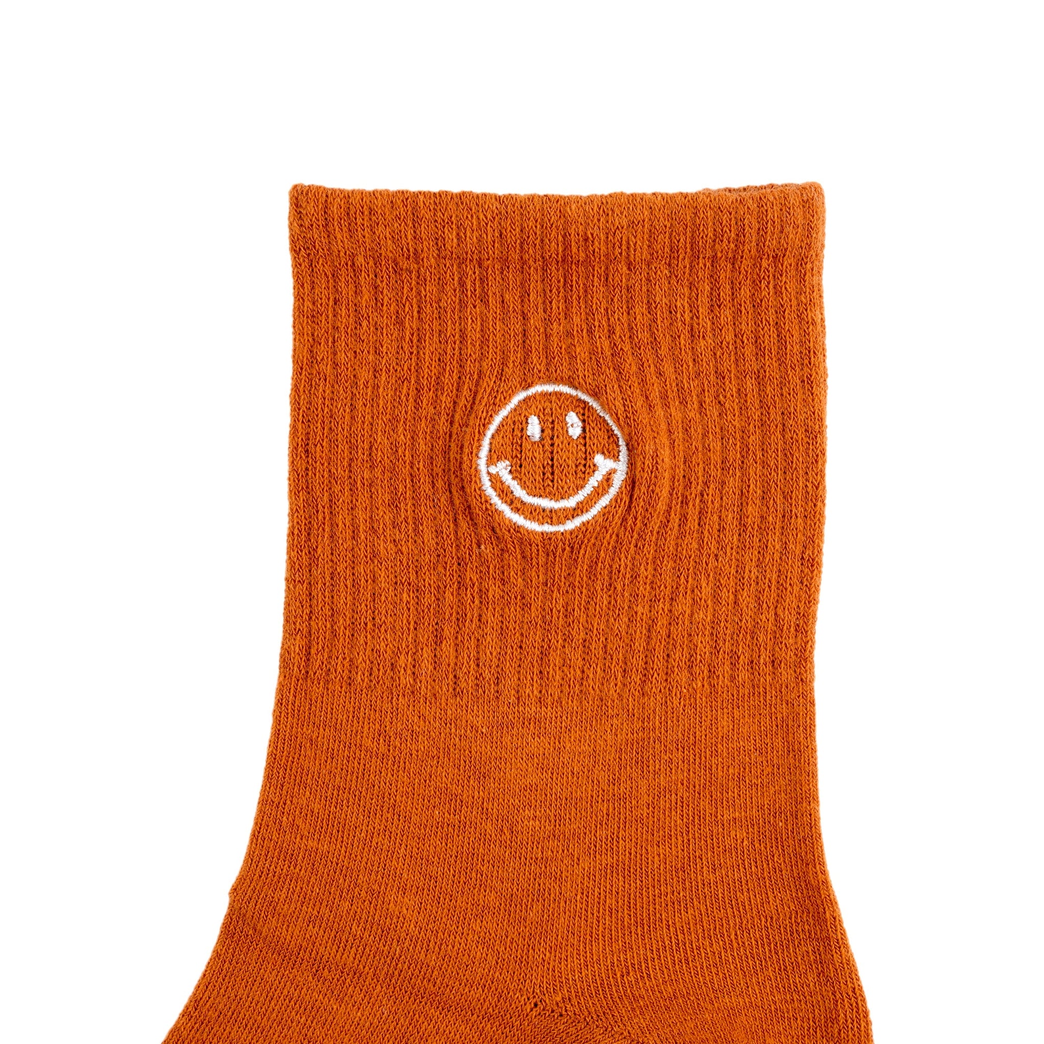 Chokore Embroidered Smiley Socks (Rust Orange)
