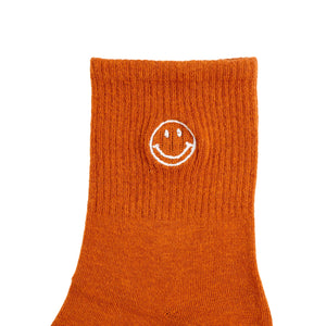 Chokore Chokore Embroidered Smiley Socks (Rust Orange) Chokore Embroidered Smiley Socks (Rust Orange) 