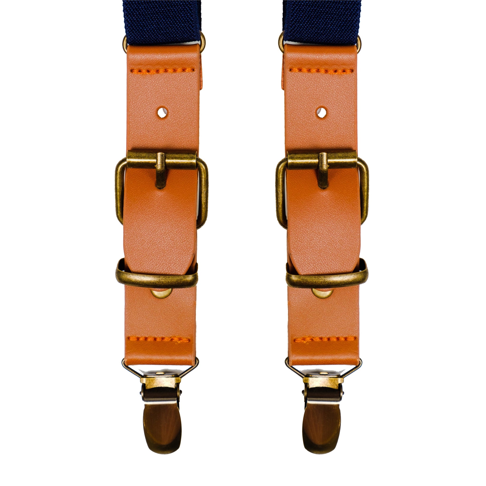 Chokore Y-shaped Suspenders with Leather detailing and adjustable Elastic Strap (Navy Blue)