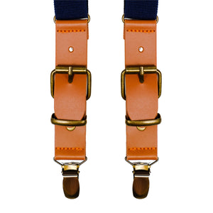 Chokore Chokore Y-shaped Suspenders with Leather detailing and adjustable Elastic Strap (Navy Blue) Chokore Y-shaped Suspenders with Leather detailing and adjustable Elastic Strap (Navy Blue) 