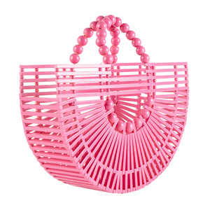 Chokore Bamboo Tote - Handcrafted Basket Bag for Women Pink Bamboo Tote - Handcrafted Basket Bag for Women Pink 