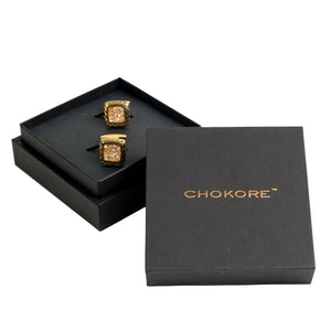 Chokore Chokore Zircon Cufflinks with Black Enamel Chokore Zircon Cufflinks with Black Enamel 