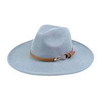 Chokore Chokore Fedora Hat with PU Leather Belt and Buckle (Light Gray)