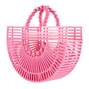 Chokore Bamboo Tote - Handcrafted Basket Bag for Women Pink Bamboo Tote - Handcrafted Basket Bag for Women Pink 
