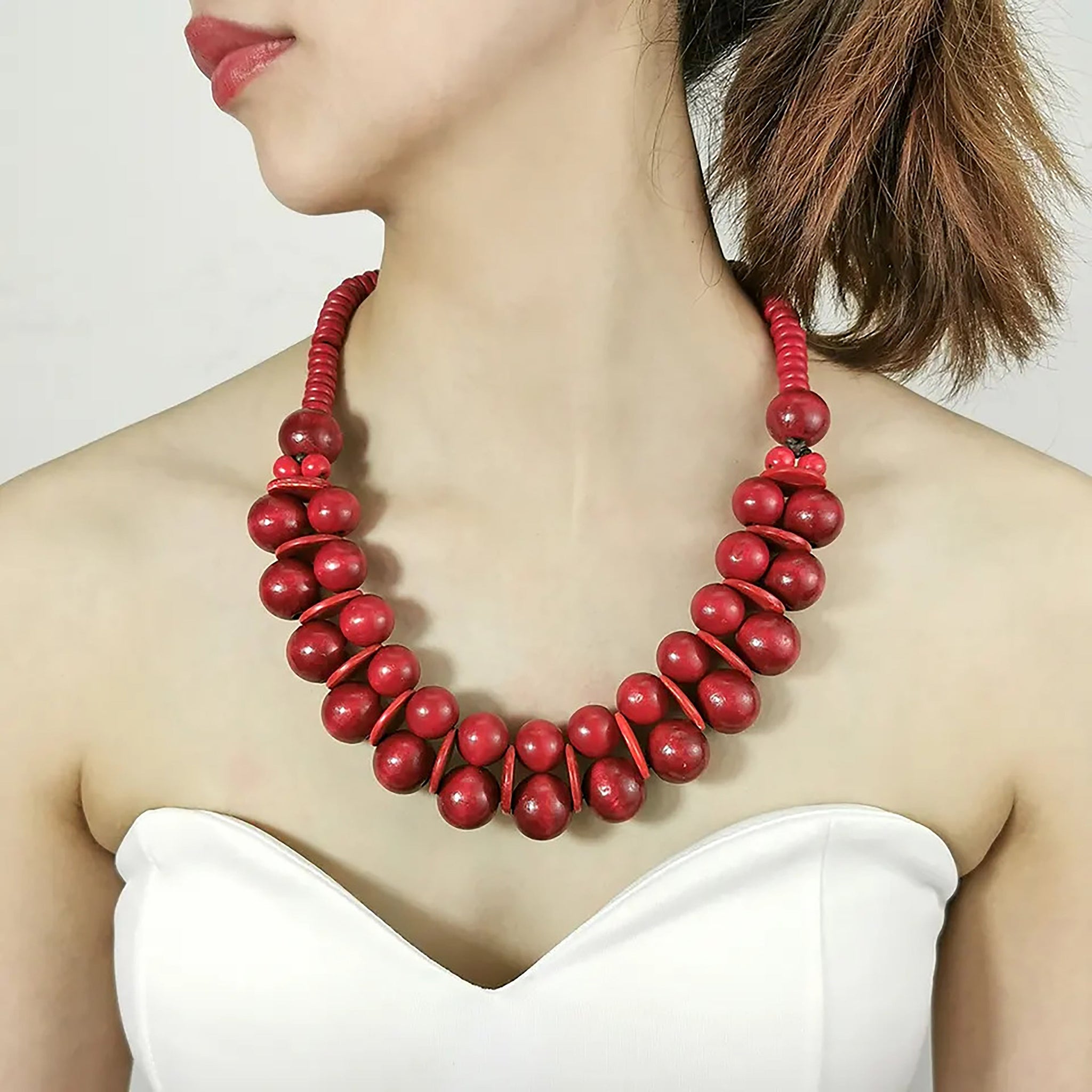 Chokore Chunky Bead Necklace (Red)