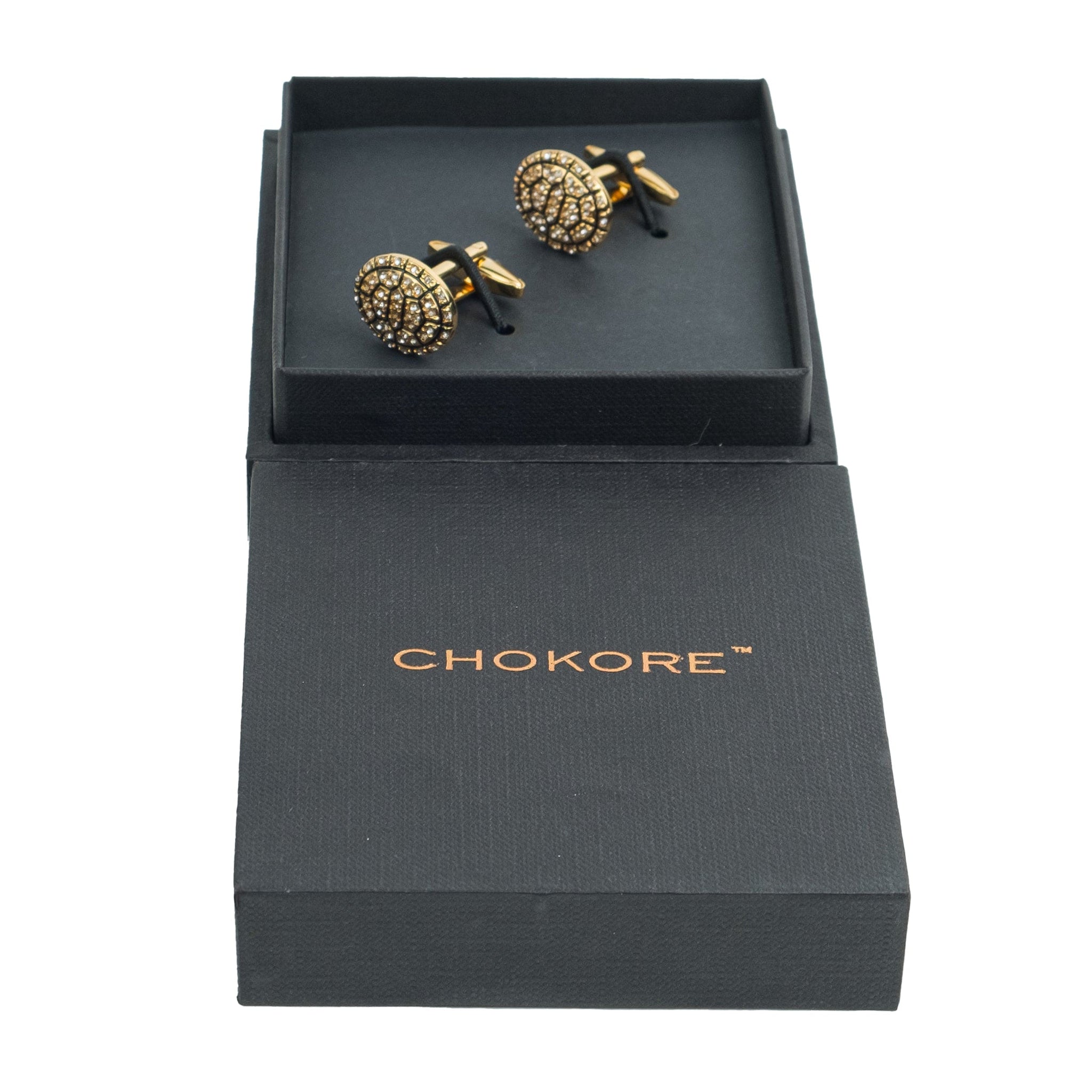 Chokore Tortoise Shell Crystal Cufflinks