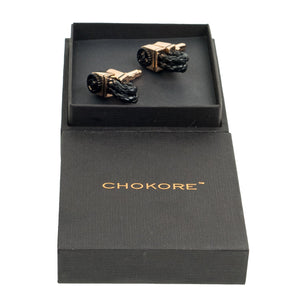 Chokore Chokore Braided Leather Cufflinks with Miniature Gear Chokore Braided Leather Cufflinks with Miniature Gear 