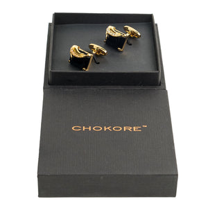 Chokore Chokore Black Agate Cufflinks with Gold Plating Chokore Black Agate Cufflinks with Gold Plating 