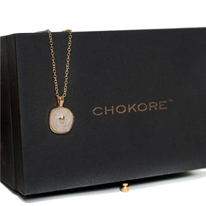 Chokore Chokore White Enamel Heart Necklace Chokore White Enamel Heart Necklace 