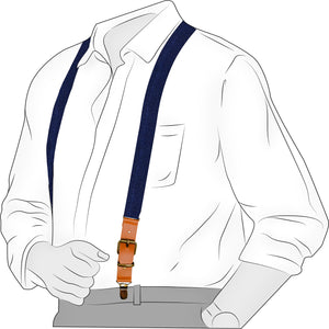 Chokore  Chokore Y-shaped Suspenders with Leather detailing and adjustable Elastic Strap (Navy Blue) 