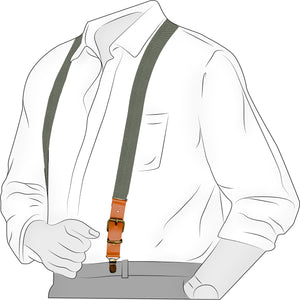 Chokore  Chokore Y-shaped Suspenders with Leather detailing and adjustable Elastic Strap (Lichen) 