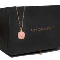 Chokore Chokore Pink Enamel Crescent Moon Necklace