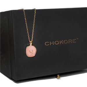 Chokore Chokore Pink Enamel Crescent Moon Necklace Chokore Pink Enamel Crescent Moon Necklace 