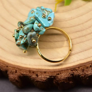 Chokore Chokore Turquoise Stone Ring with Golden Pearl Chokore Turquoise Stone Ring with Golden Pearl 