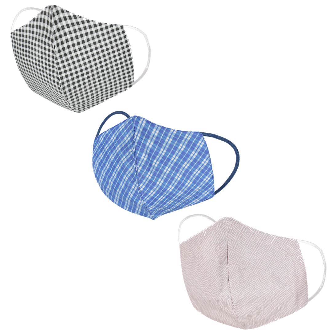 Unisex Pack Of 3 Reusable Silk and cotton Outdoor Mask for adults and children