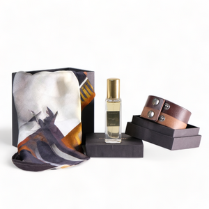 Chokore  Chokore Special 3-in-1 Gift Set for Him (Lucknow Pocket Square, Leather Bracelet, & 20 ml One Desire Perfume) 