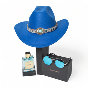Chokore  Chokore Special 3-in-1 Gift Set for Him (Blue Cowboy Hat, Round Sunglasses, & Closer Perfume) 