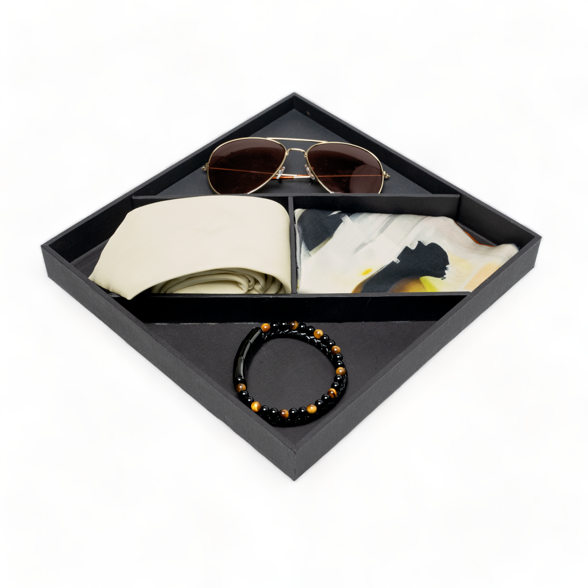 Chokore Special 4-in-1 Gift Set for Him (Pocket Square, Necktie, Sunglasses, & Bracelet)