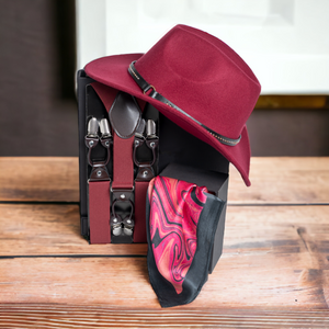 Chokore Chokore Special 3-in-1 Gift Set for Him (Burgundy Suspenders, Cowboy Hat, & Pocket Square) Chokore Special 3-in-1 Gift Set for Him (Burgundy Suspenders, Cowboy Hat, & Pocket Square) 