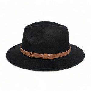 Chokore Chokore Pinched Fedora Hat with PU Leather Belt (Black) Chokore Pinched Fedora Hat with PU Leather Belt (Black) 